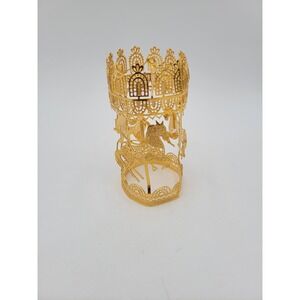 Rare Vintage Lunt Silversmiths USA Gold Tone Carousel Horse Ornament‎